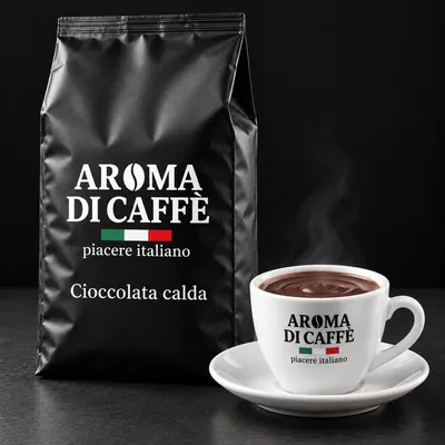 Busta di cioccolata calda Aroma di Caffè con una tazza di cioccolata