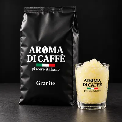 Busta per granite Aroma di Caffè con un bicchiere di granita